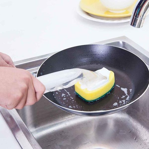 

dish cleaning brush with soap dispenser handle cleaning sponge washing up brushes kitchen tools dish cleaning h jllgda