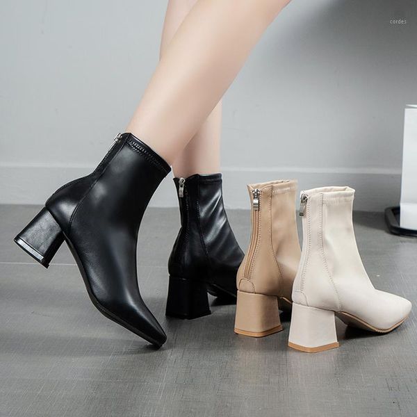 

shoes white mid-calf boots zipper boots-women round toe winter footwear low autumn mid calf med high heel rubber 20201, Black