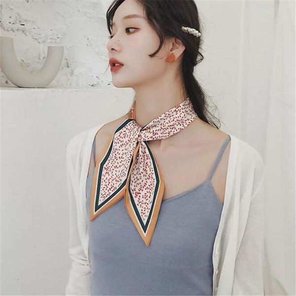 

2021 hijab scarf women bandana silk scarf foulard femme hair versatile flower small occupation popular silk, Blue;gray