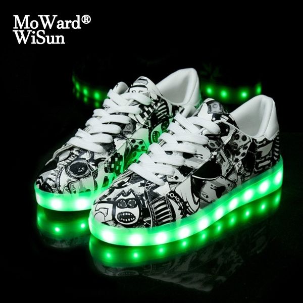 

size 27-37 luminous glowing sneakers baskets led slippers sport casual shoes kids boy girl children led shoes with light up sole y201028, Black