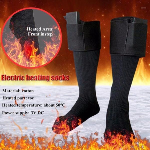 

sports socks electric heated warmer rechargeable battery for women men winter outdoor skiing cycling sport heated1, Black