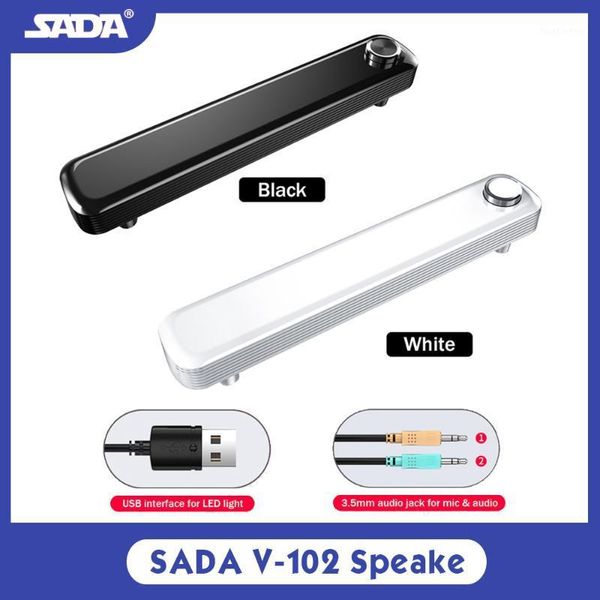 

sada v-102 speaker bar computer speakers wired computer sound bar stereo usb powered soundbar with 2 * 3.5mm audio cable for mic1