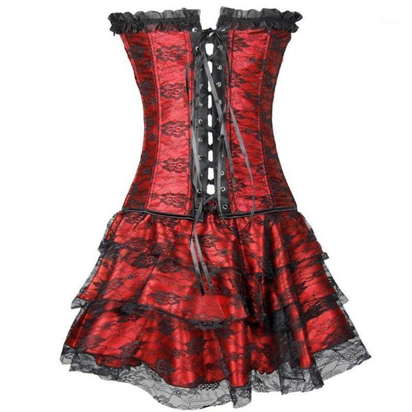 

underbust corset and bustier lace evening women casual dress plus size push up gothic corset dress1, Black;gray