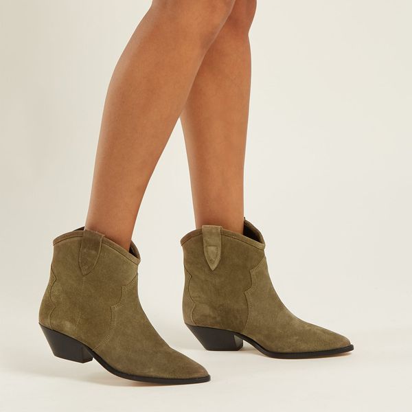 

genuine leather suede ankle boots women quality solid chunky heels short boots slip on classic boots botas feminina, Black