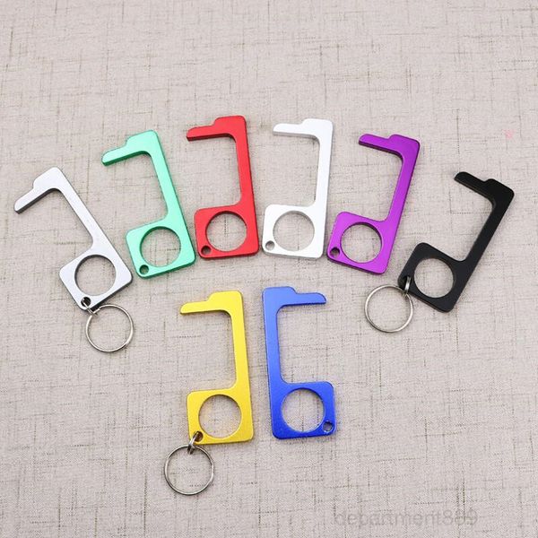

contactless key chain operner door metal pendant opener non-touch press elevator tool 5color owa954