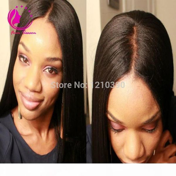 

4x4 silk base glueless full lace wigs light yaki unprocessed brazilian virgin hair full lace human hair wigs yaki straight for black women, Black;brown