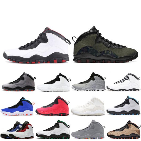 

10 10s seattle mens basketball shoes cool grey chicage orlando fusion red trainers sports sneaker size 7-13, White;red