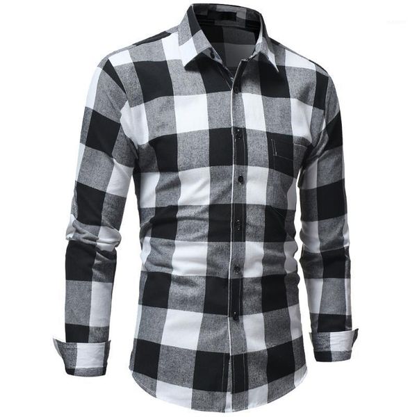 

plaid shirt men shirts 2018 new fashion chemise homme mens checkered shirts long sleeve shirt men blouse 3xl v661, White;black