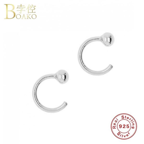 

boako half ring with beade earrings hoops 925 sterling silver earrings for women 2020 fashionable jewelry earring pendientes, Golden;silver