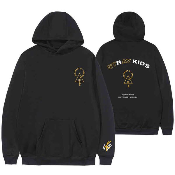 

women's hoodies kpop stray kids concert district 9 unlock same paragraph oversized hoodie sweatshirt hooded coat men, Black