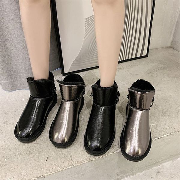 

2021 new snowboots of women wild korean winter short tube bottom boots flat bread students more velvet cotton shoes 7bqw, Black