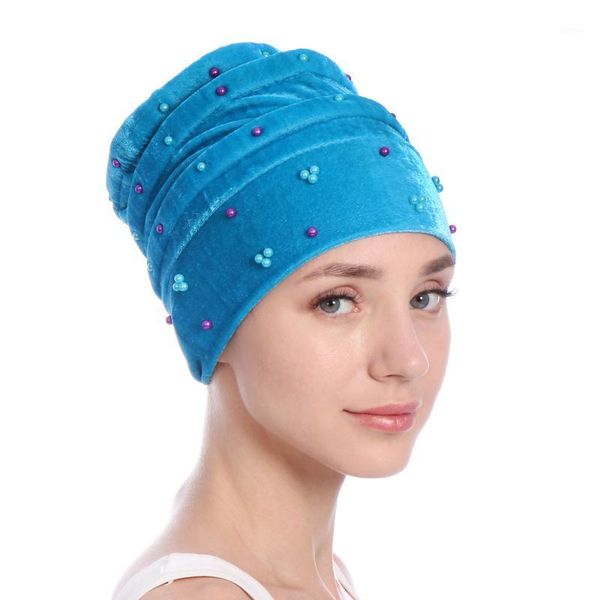 

new turban for women african velvet headtie with beads1, Red