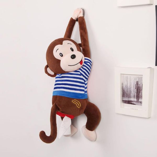

cartoon tissue box baby cute toy plush animal monkey car stroller hanging paper napkin box cover holder paper organizer