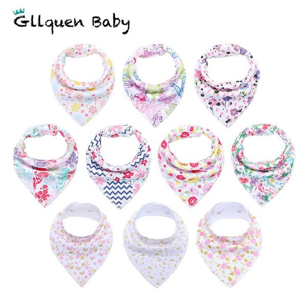 

10-pack baby bandana bibs for drooling and teething organic cotton and super absorbent hypoallergenic bibs baby shower gift y200710