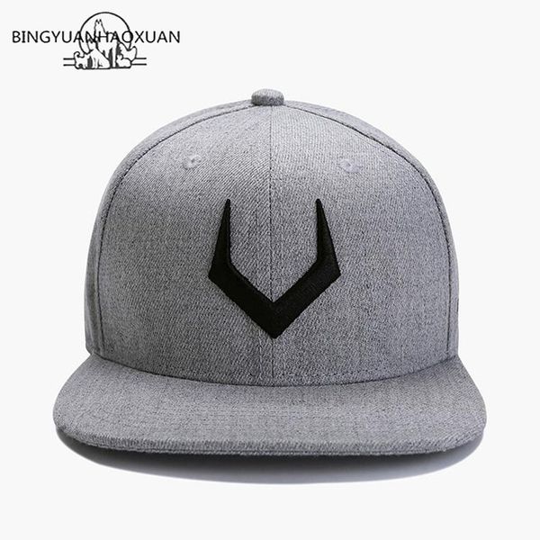 

bingyuanhaoxuan gray wool snapback 3d pierced embroidery hip hop cap flat bill baseball cap for t200116, Blue;gray