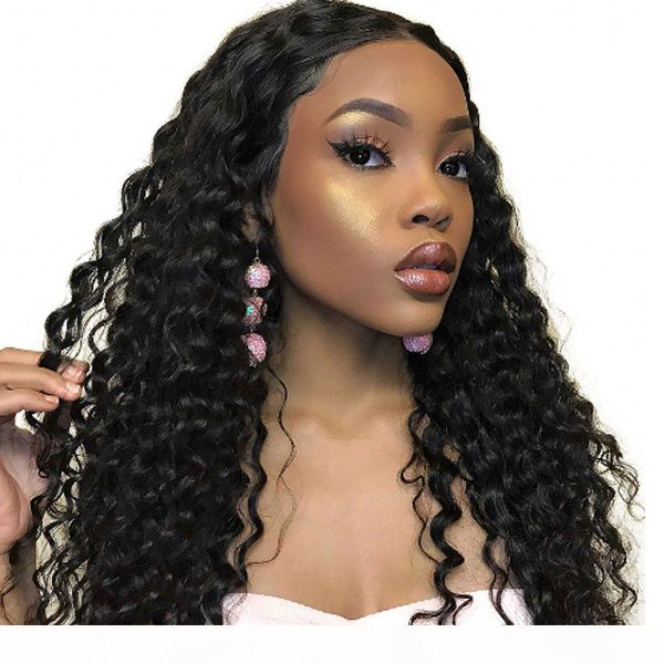 

lace front human hair wigs pre-plucked malaysian virgin hair kinky curly glueless full lace wigs for women, Black;brown