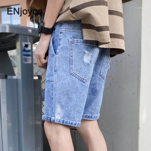 

2020 new summer casual light blue short jeans short pants large size men pockets simple denim shorts male regular fit jean1