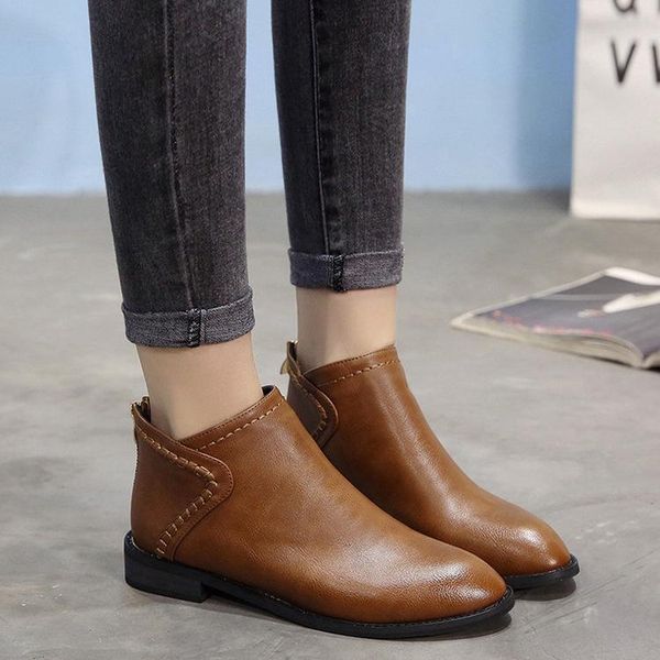 

short boots women's spring martin boots students women's flat shoes fashion shoes lady -40, Black