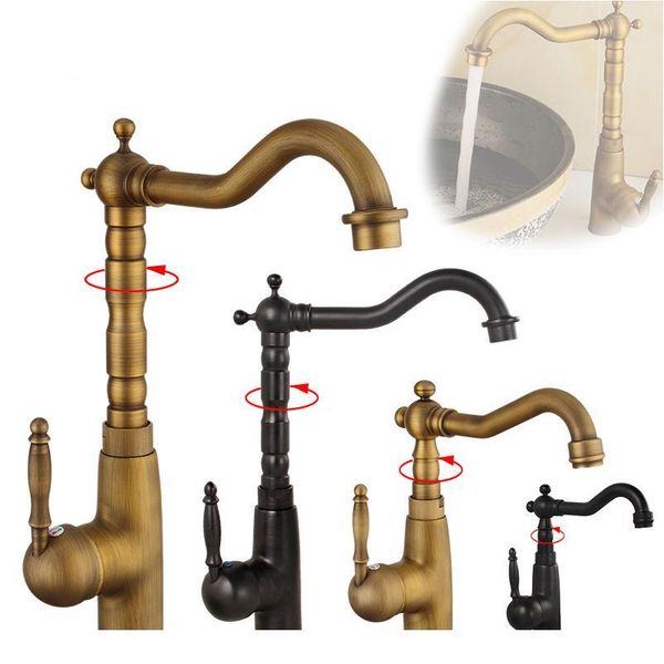 

rotatable retro brass bathroom basin faucets solid brass deck mounted cold water taps kitchen sinc qylzaj