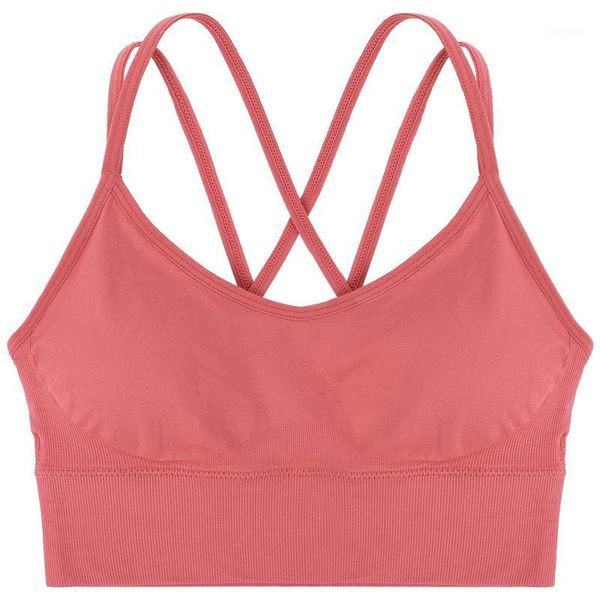 

yizyif women sports cross back seamless fitness yoga bras exercise gym clothes running vest shockproof push up sportwear1, White;black