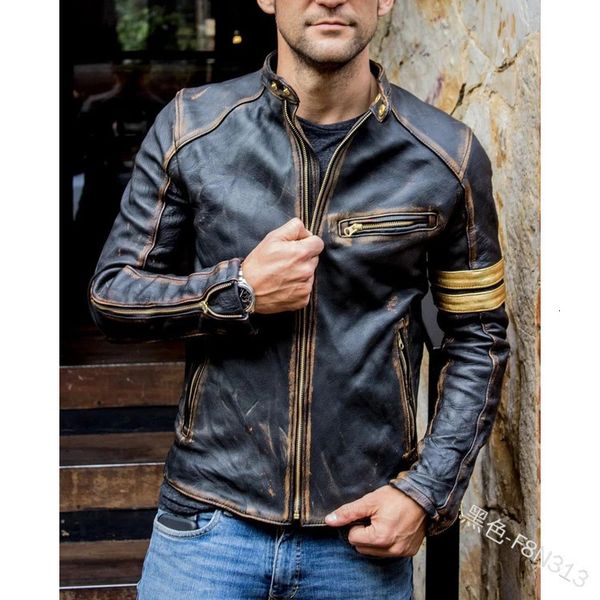 

wind vertical collar, slim fit, short casual pu leather jacket, men's f8n313, Black;brown