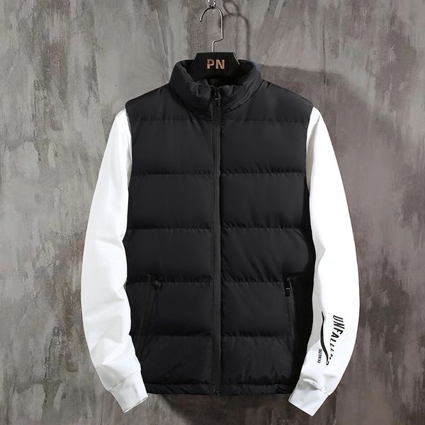 

autumn and winter sports vest thickened men's coat sleeveless down cotton padded jacket, Black;white