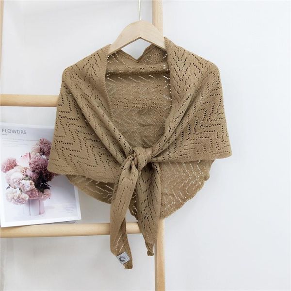 

2020 new knitted triangular binder scarf shawl for ladies autumn winter women's scarf elegant hollow-out waistcoat outdoor, Blue;gray