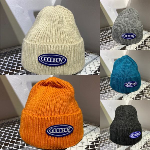 

5colors embroidery beanies men women caps high street hats label, Blue;gray