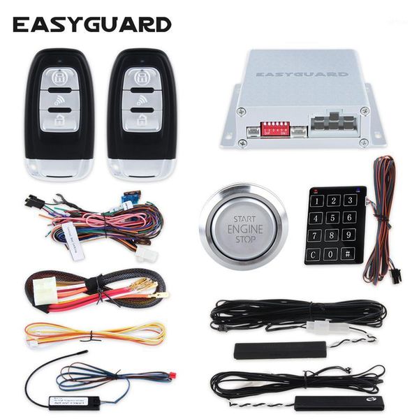 

easyguard intelligent pke car alarm system hopping code remote start starter push start button touch password keypad backup1