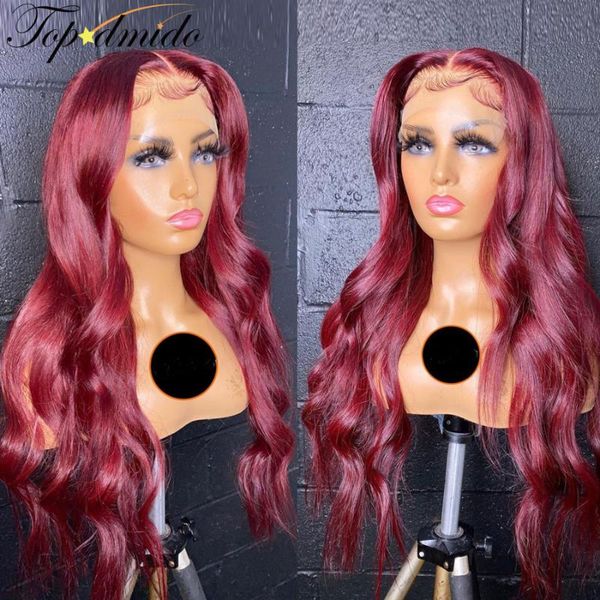 

dmido body wave red brazilian hair lace front wigs with baby hair pre plucked human wig remy glueless lace wig, Black;brown