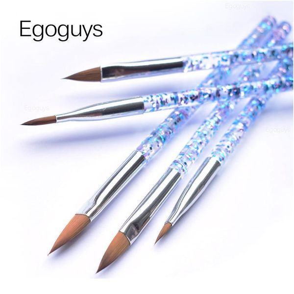 

5pcs/set crystal acrylic glitter nail bristle brush pen uv gel paintbrush extension builder lines flower drawing manicu qyloae