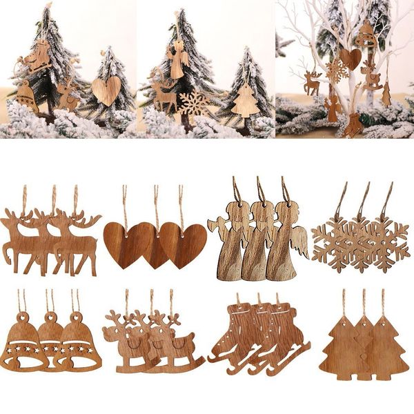 

деревянная партия 3шт подвески на рождество снежинки xmas tree ornaments главная висячие декор navidad natal