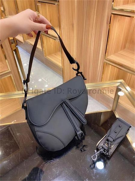 

5a luxury designer women saddle fashion bags simple plain letter genuine leather metallic artwork lady cross body handbags