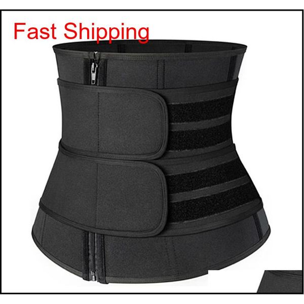 

waist trainer cincher neoprene shapewear women slimming strap belly shaper tummy control workout trimmer belt corset juwtz, Black;gray