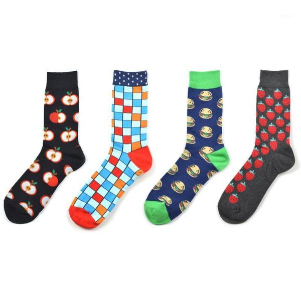 

peonfly colorful cotton men socks funny pineapple pizza hamburger beer chili skate harajuku happy socks for christmas gift1, Black