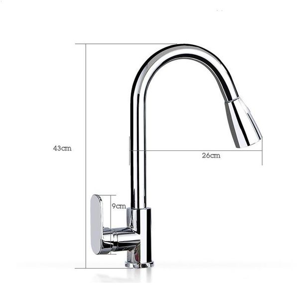 

chrome brass kitchen pullout faucet cold and water mixing tap single hole single handle swivel 360 degre qylrsq