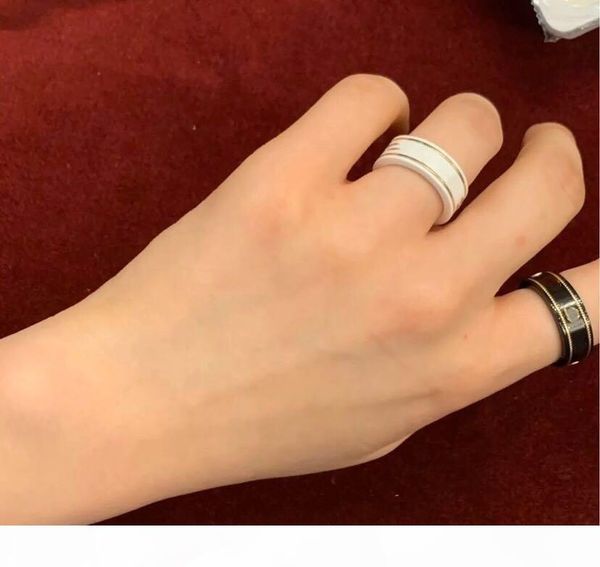 

new ceramic material ring selling cham couple ring fashion simple letter ring quality fashion jewelry supply, Silver
