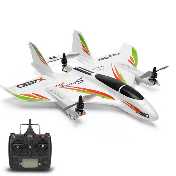 

wltoys xk x450 rc airplane rc drone 2.4g 6ch 3d 6g brushless vertical takeoff with led light fixed wing rtf rc aircraft y200428