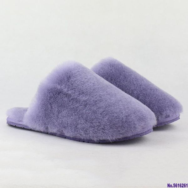 

natural sheepskin fur slippers fashion winter women indoor slippers warm wool home lady casual house shoes, Black