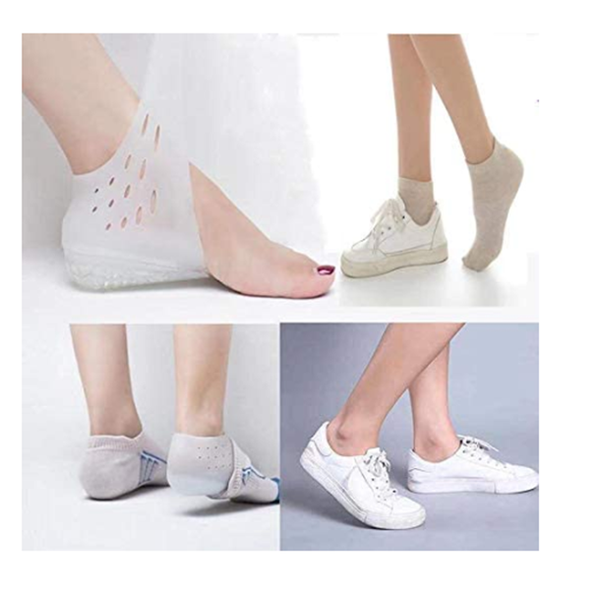 

plantar fasciitis height increase heels 1 pair invisible arches protectors white, Black;white