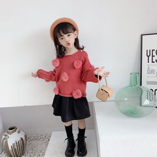 

20 autumn winter children's girls handmade ball net red voice tiktok new sweater, Blue