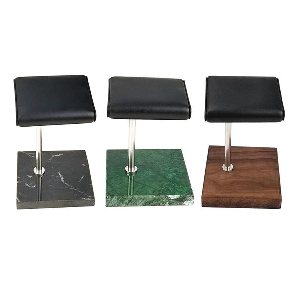 

3 pieces marble & pu watch holder stand for display, Black;white