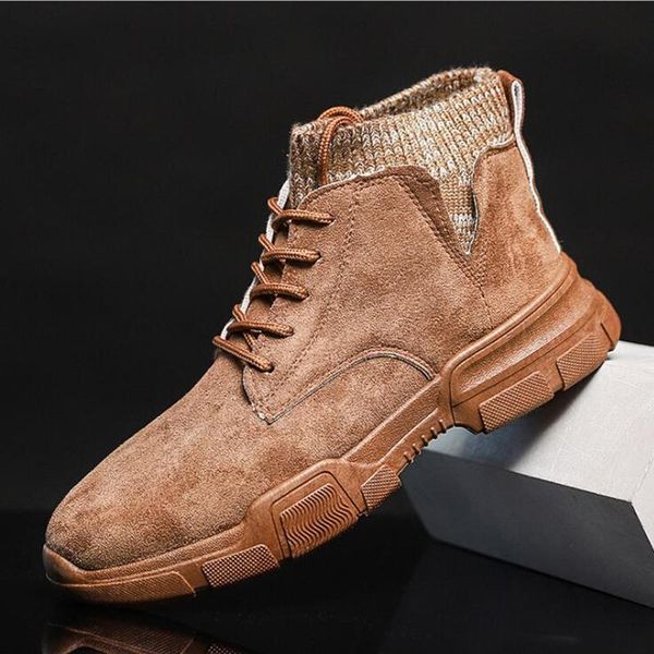 

heflashor 2020 men fur snow boots for men botas black warm winter boots leather ankle winter work shoes