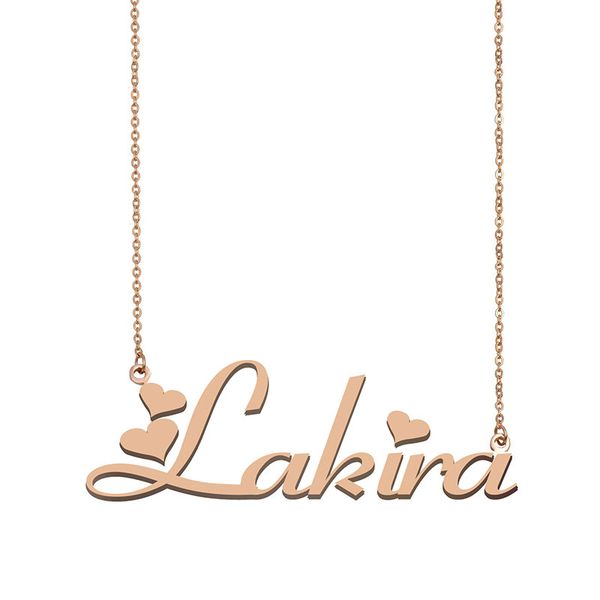 

lakira name necklaces pendant custom personalized for women girls children friends mothers gifts 18k gold plated stainless steel, Silver