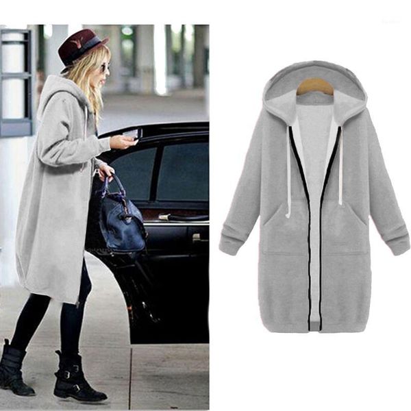

joineles plus size 5xl zip up hooded women jacket full sleeves pockets hoodies autumn winter casual coat long solid outwear 1, Black;brown