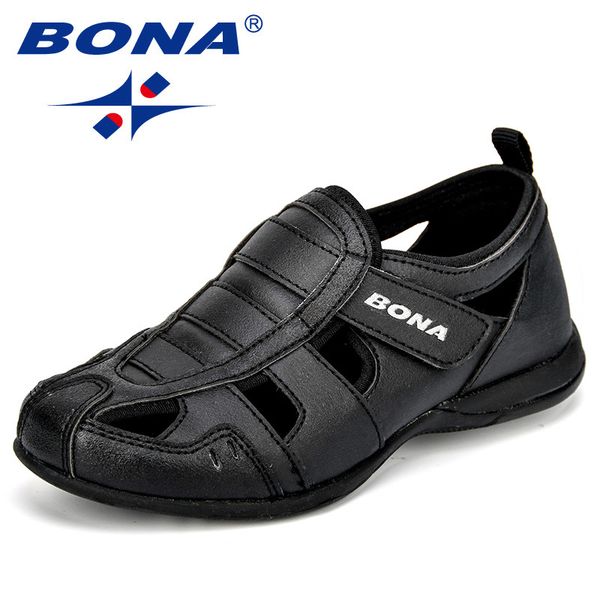 

bona new arrival popular style children casual shoes synthetic hook & loop boys summer shoes cutouts outdoor leisure shoes 1007, Black;red