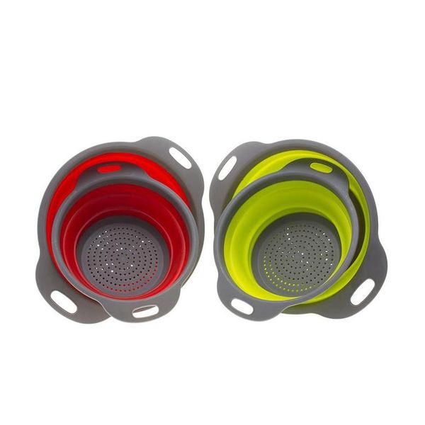 

2 pcs/set collapsible sile colander folding mesh colander fruit vegetable strainer home kit qylyjq tore2010