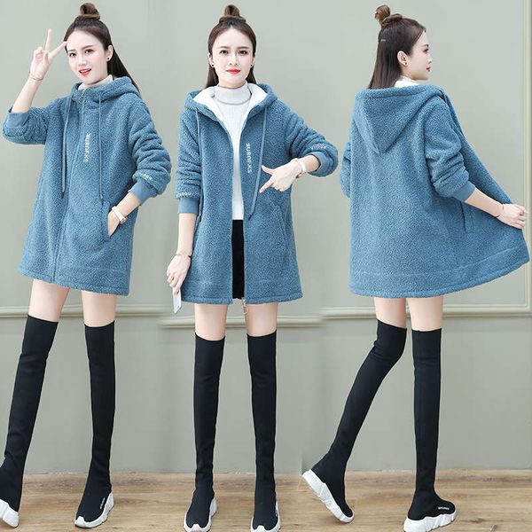 

foreign style reduced age sweater 2020 new women's autumn and winter fashion cardigan plus cashmere thickened hoodie, Black