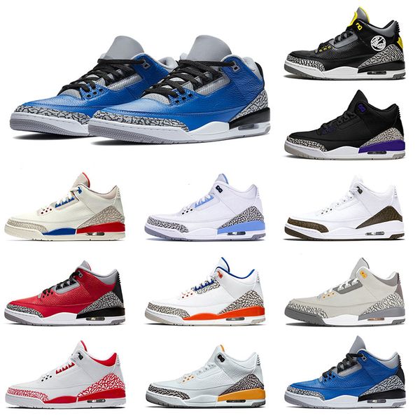 

3 3s basketball shoes jumpman blue cement laser orange court purple tinker black cool grey fire red mens women sneakers, White;red