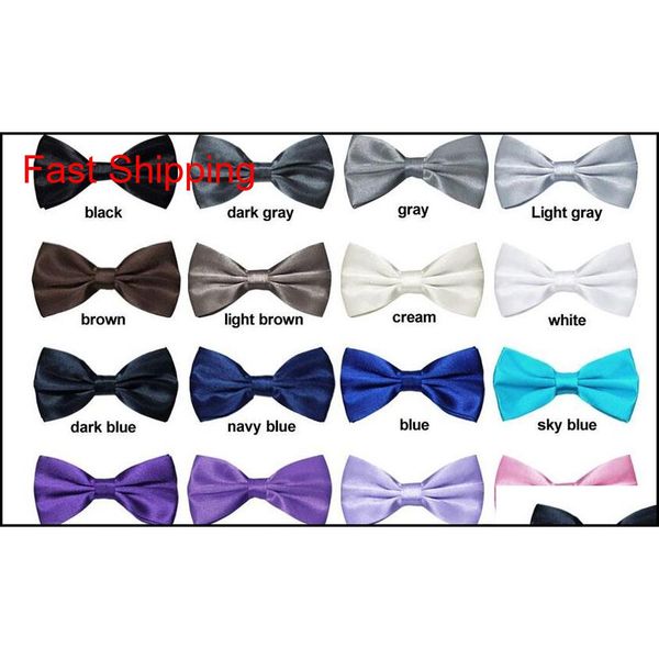 

wholesale men's women's bowtie bow tie solid colors plain silk polyester pre tied ties qylgth homes2007, Black;gray